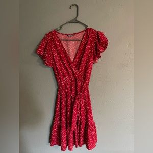 Shein red polka dot dress